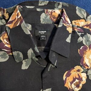 Express Men's Black Floral Shirt